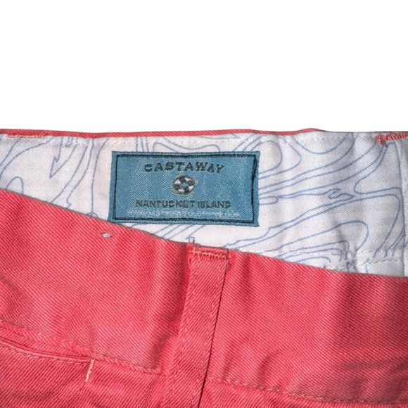 Castaway Nantucket Island Shorts Mens 34 Chino Salmon USA Flag Embroidered Golf - Picture 7 of 8